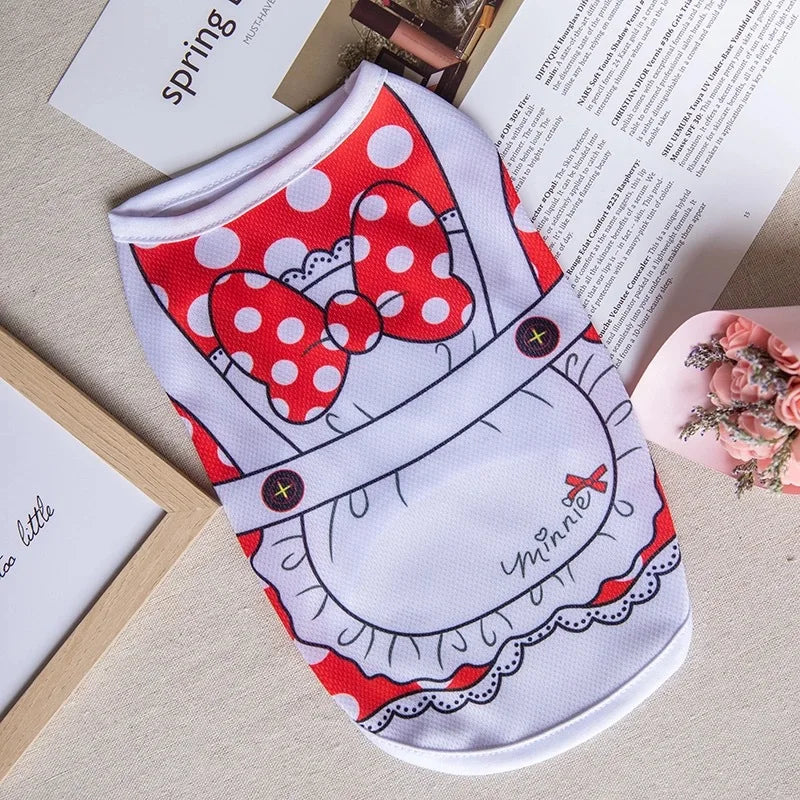 Cartoon print Wang Shan Meow quick-drying dog vest made of polyester, suitable for puppies and small dogs.