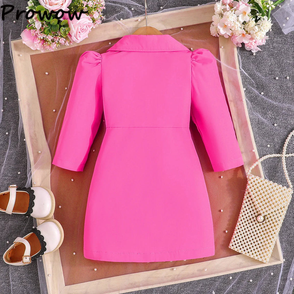 Showlu Fashion Showlu Girls Blazer Dress with long sleeves and floral design, perfect for elegant parties.