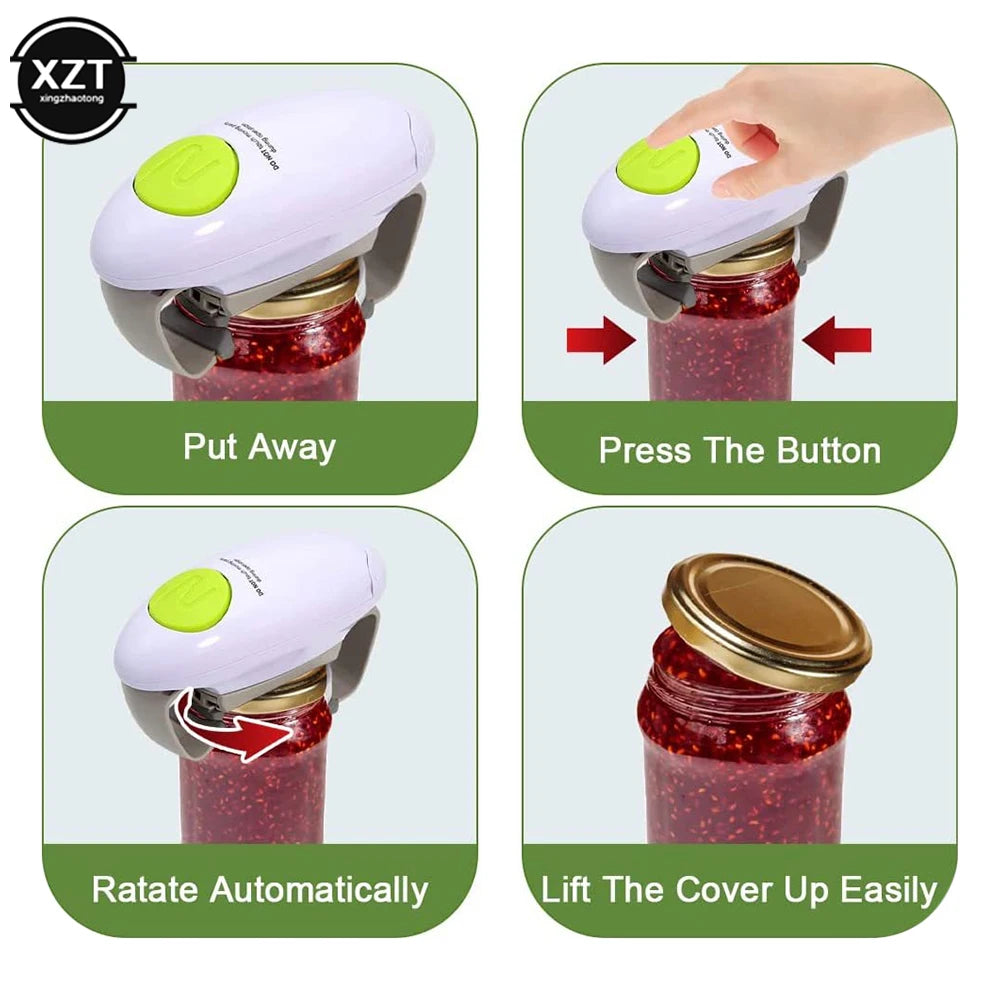 Showlu Smart General electric can opener with a sleek black design and ergonomic handle, ready to open cans easily.