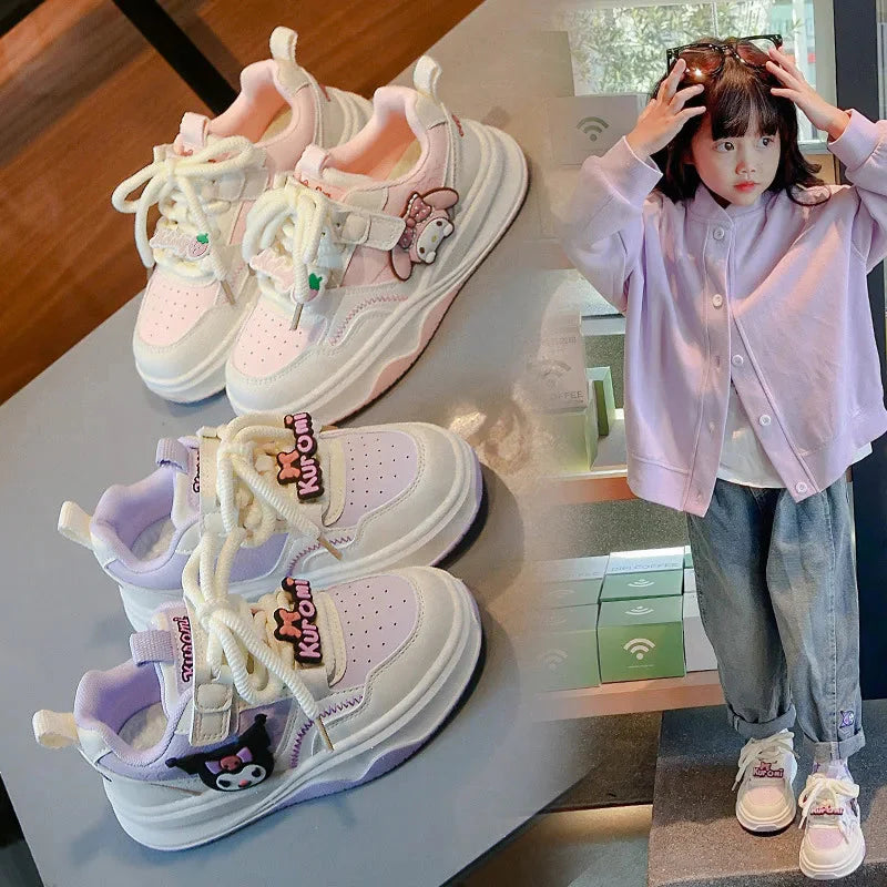 Miniso Melody & Kuromi cartoon girls' sneakers by SHOWLU FASHION STORE with anti-slip sole and colorful cartoon design.