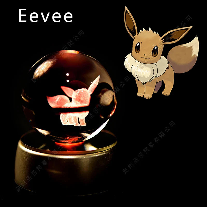 Miniso Pokemon 3D Crystal Ball Night Light featuring a glass Pokeball LED lamp with 3D design and glowing illumination.