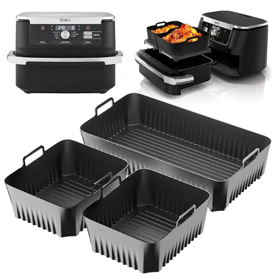 Showlu Smart General silicone air fryer basket with non-stick surface and ventilation holes for healthy cooking.