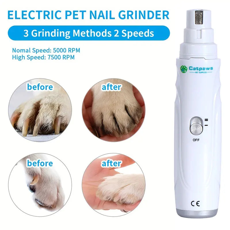 Electric dog nail grinder with 2-speed settings, USB rechargeable, featuring 3 ports for small to large dogs, by Showlu Fashion Store.
