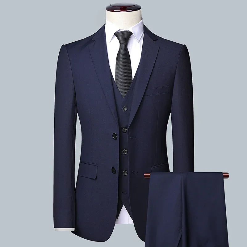 Men's solid color business suit by Showlu Fashion Store, featuring a high-quality, stylish wedding and formal event look.