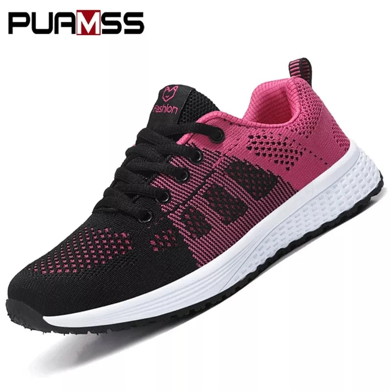 Breathable air mesh platform sneakers for women by SHOWLU FASHION STORE, designed for running and casual wear.