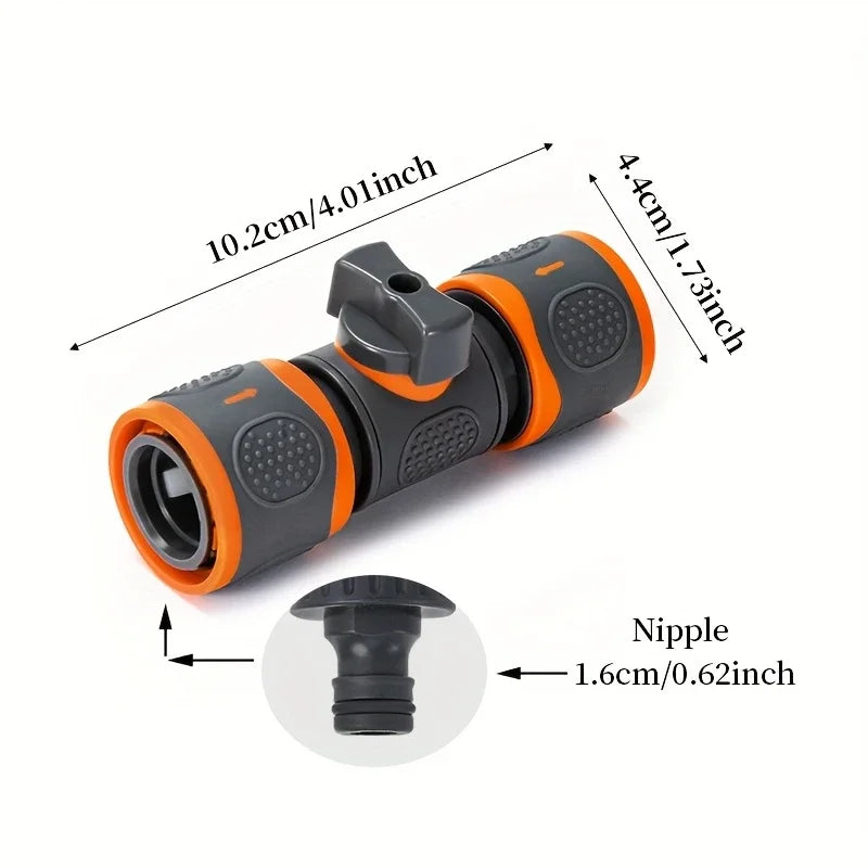Showlu Smart General quick connect shutoff valve hose adapter attached to garden hose for easy water control and quick connection.