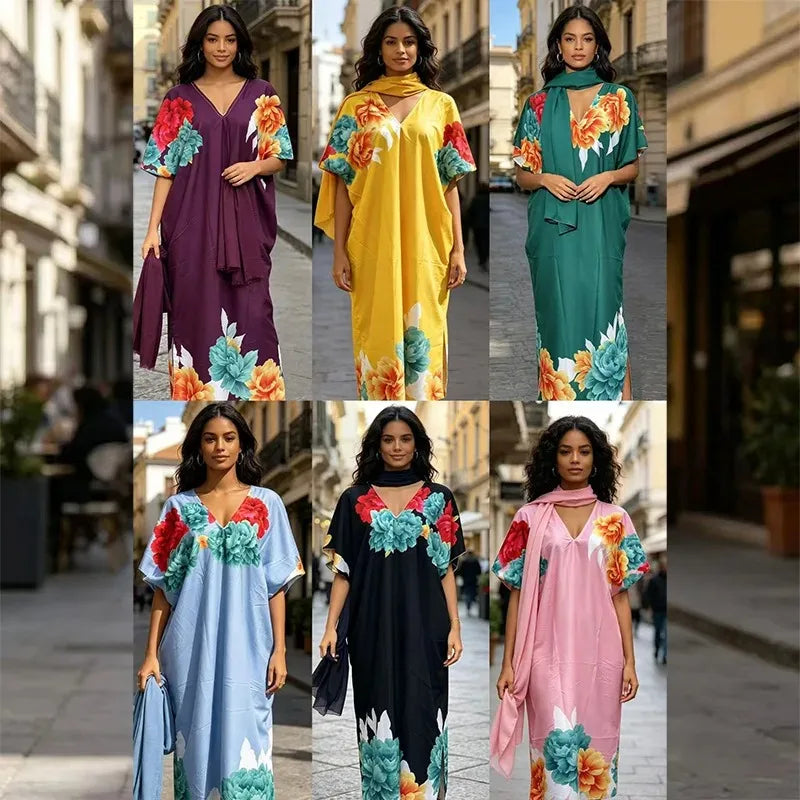Showlu Fashion African dress for women featuring traditional dashiki Ankara gown, long Muslim kaftan robe with vibrant patterns.