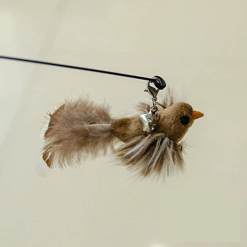 Showlu Smart General cat feather teaser wand with colorful feathers and a sturdy handle for interactive play.