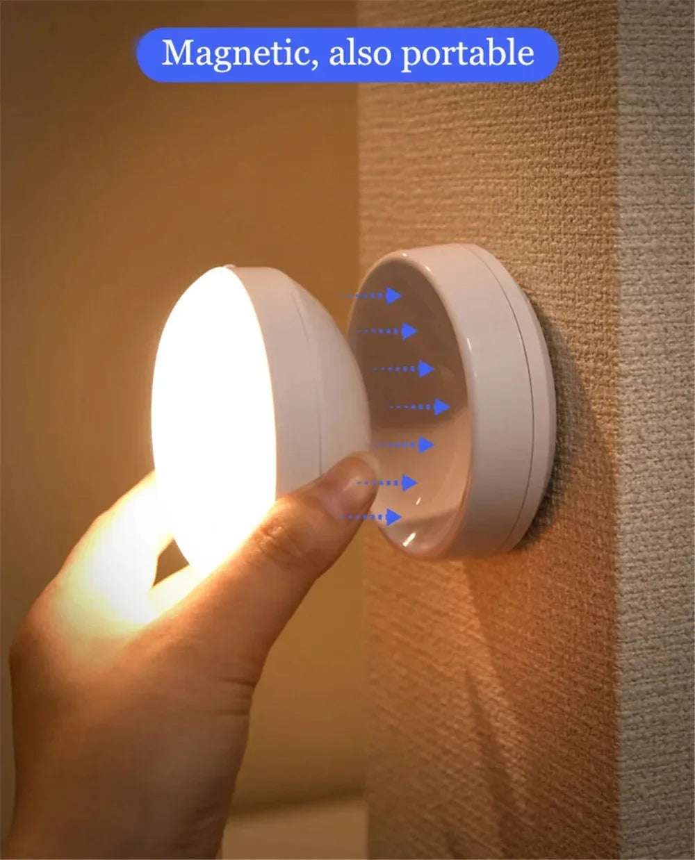 Showlu Smart General 360° Motion Sensor Night Light emitting soft white light, designed for automatic illumination in dark spaces.