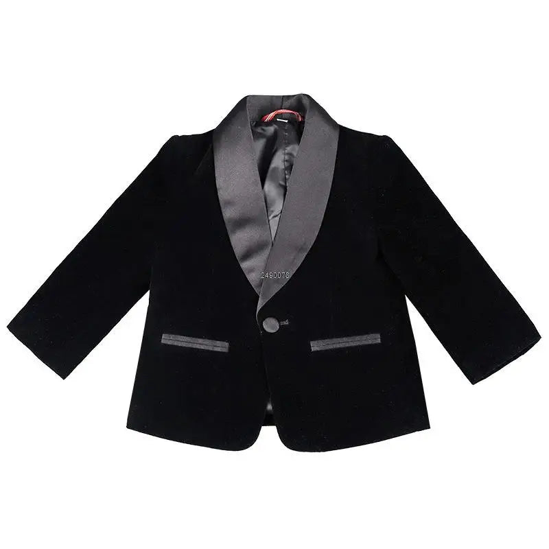 PsyMonster boys velvet blazer and pants suit, formal wedding tuxedo in dark color, stylish and elegant for special occasions