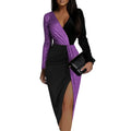 Sexy V Neck Long Sleeve Dress Office Lady Spring Summer Fashion Elegant Slim Sequin Print Party Dresses For Women 2023 Female
