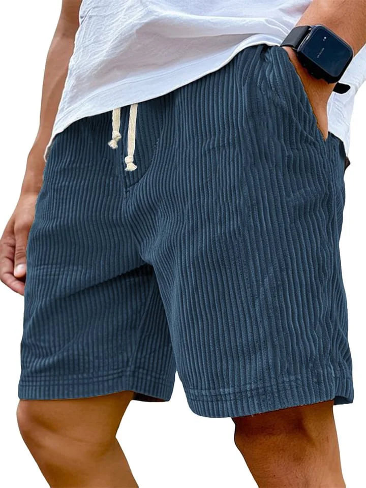 Men's retro corduroy casual shorts featuring solid color design, shown in a relaxed fit style perfect for everyday fashion.
