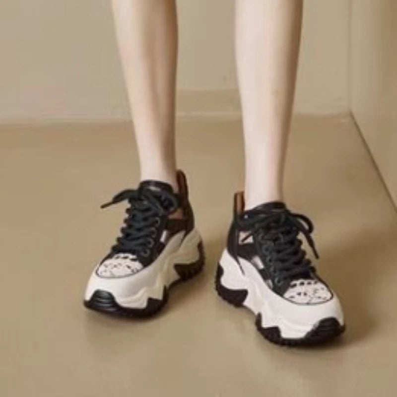 2024 Showlu Fashion women's mesh sport sandals with hollow out design, round toe, wedge heel, casual Roman retro style.