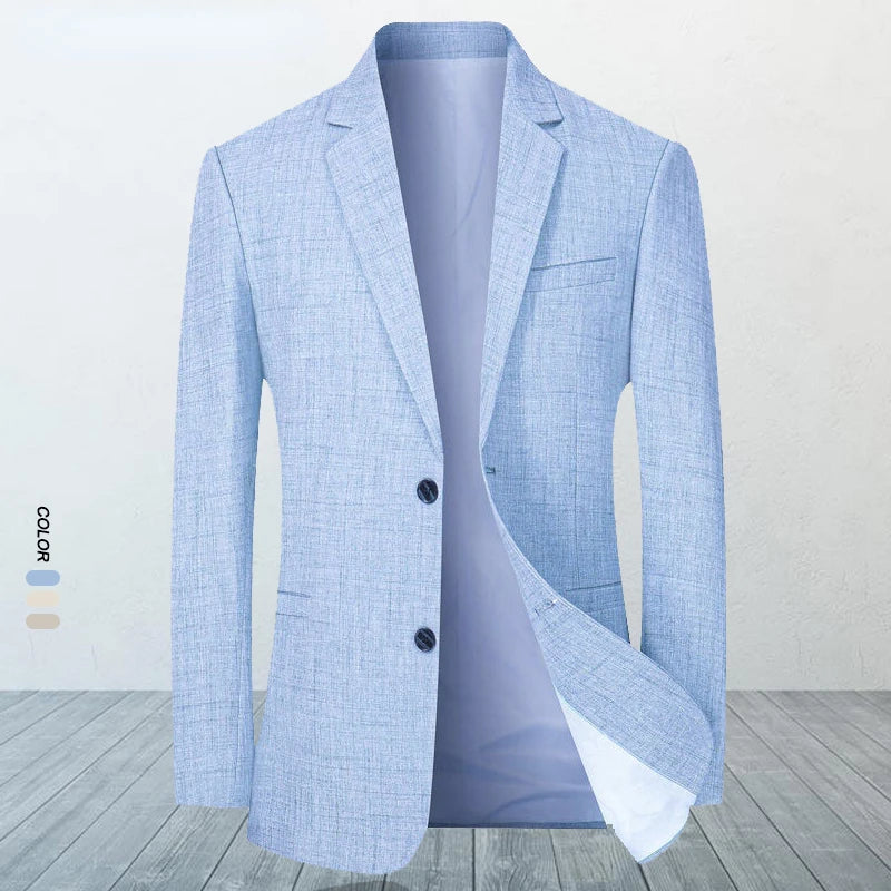 Men's slim fit suit jacket by Showlu Fashion, solid color blazer for spring and autumn, casual business blazer for men.