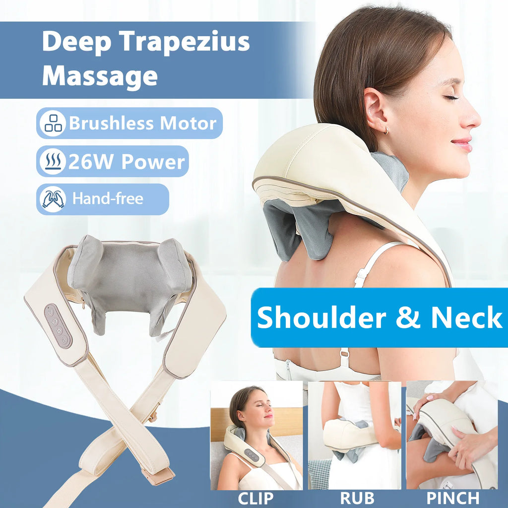 Showlu Smart General electric deep tissue neck shoulder massage shawl with heating and adjustable settings, designed for relaxing muscle relief.