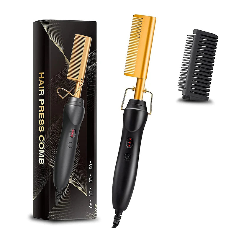 Showlu Smart General 2-in-1 portable hair straightening brush hot comb with ceramic bristles for smooth, sleek hair styling.