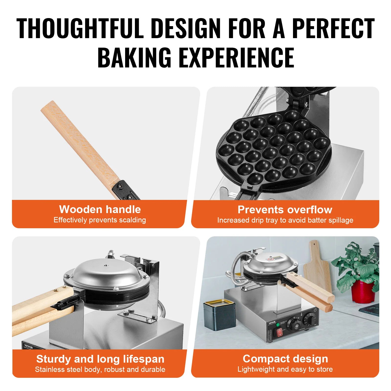 Showlu Smart General mini waffle maker with fun shaped waffle plates in use on a kitchen counter.