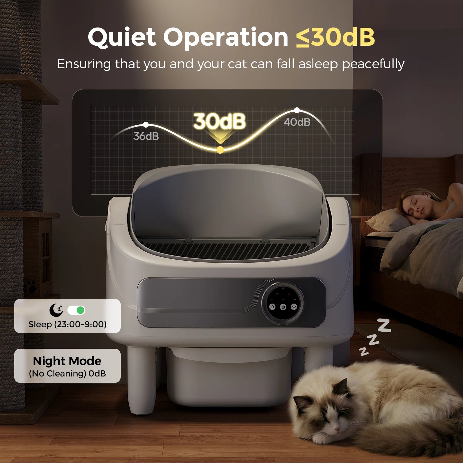 Patbrela Self-Cleaning Cat Litter Box,  Automatic Litter Box with Bio-Radar & 10 Safety Sensors for Anti-Pinch,Open Top Large Robot Litter Box with App Control & Odor-Removing System