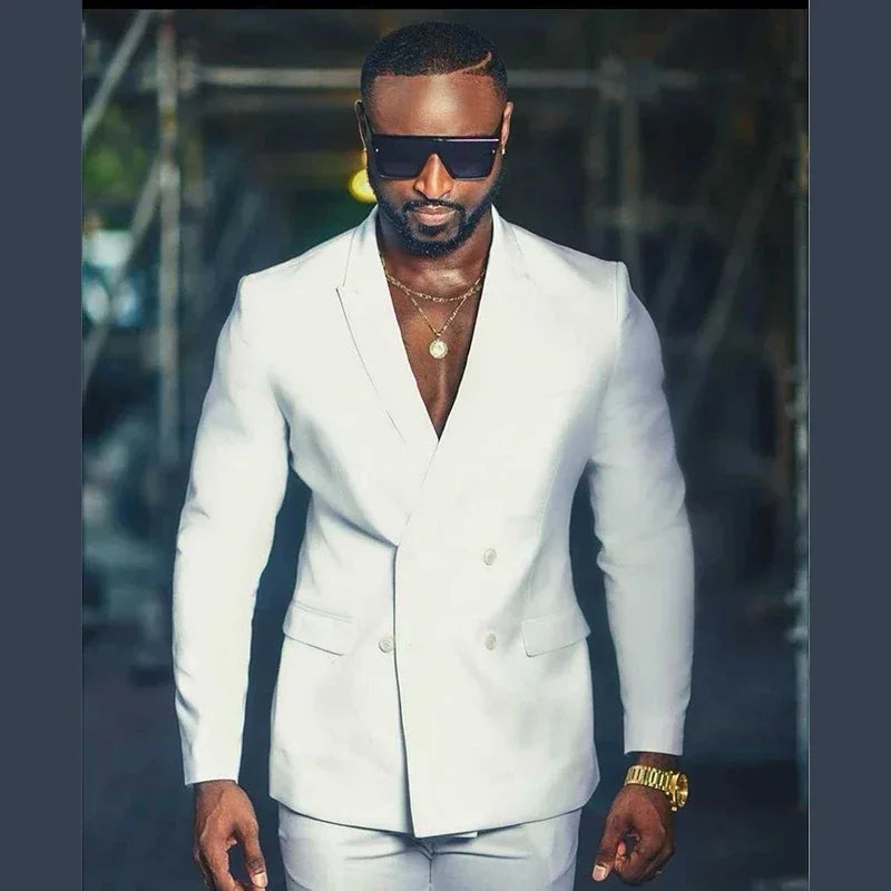 Double Breasted African Suits For Men Wedding Prom Slim Fit 2 Piece Set Custom Male Fashion Groom Tuxedo Custome 2025