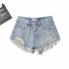 Shorts Denim Pant Women Mom Jeans Short Pants Slim Fit High Waist Sexy Trousers Y2k Streetwear Hole Splice Party Club Summer