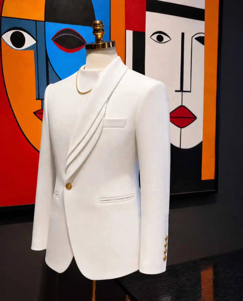 Modern Men Suits 2 Pieces Jacket Pants Shawl Lapel Single Breasted Design Party Banquet Wedding Occasions Customized