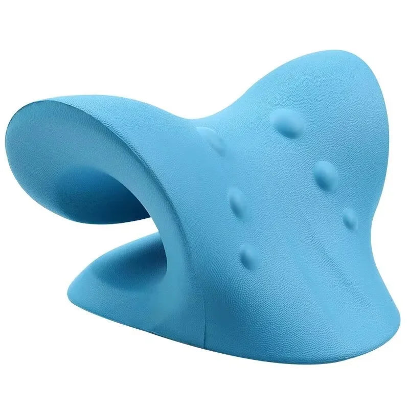 Showlu Fashion Store cervical traction device for neck and shoulders, with remedial pillows for chiropractic relief and relaxation.