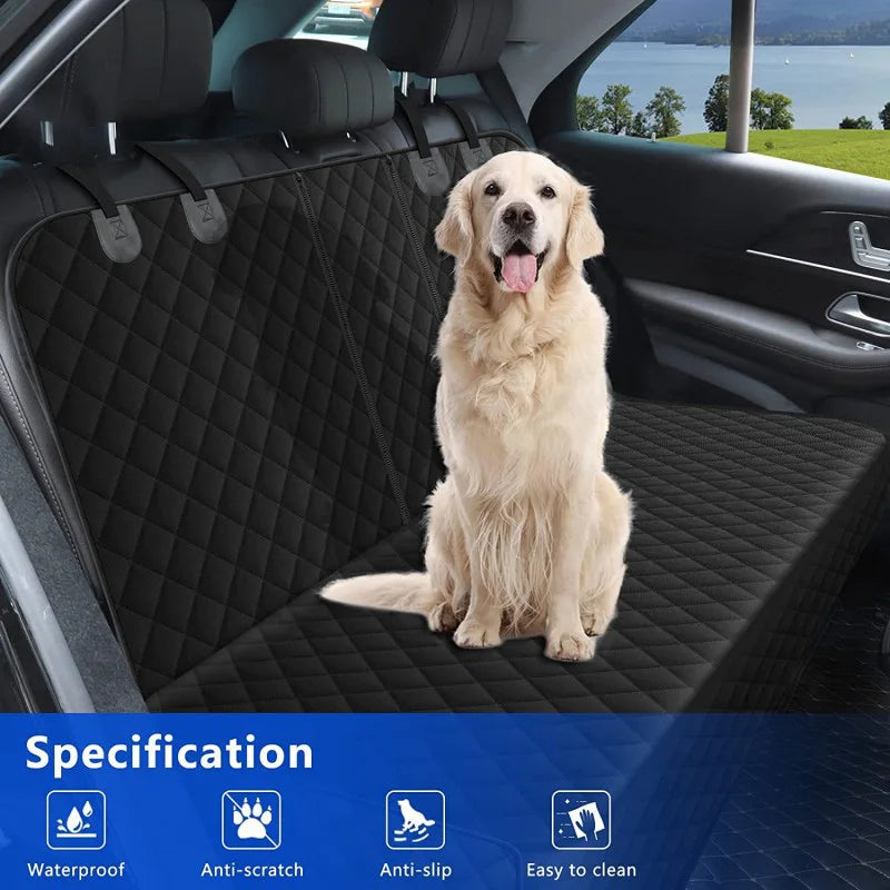 Showlu waterproof dog car seat cover with plaid nylon fabric, designed as a pet travel hammock for secure car journeys.