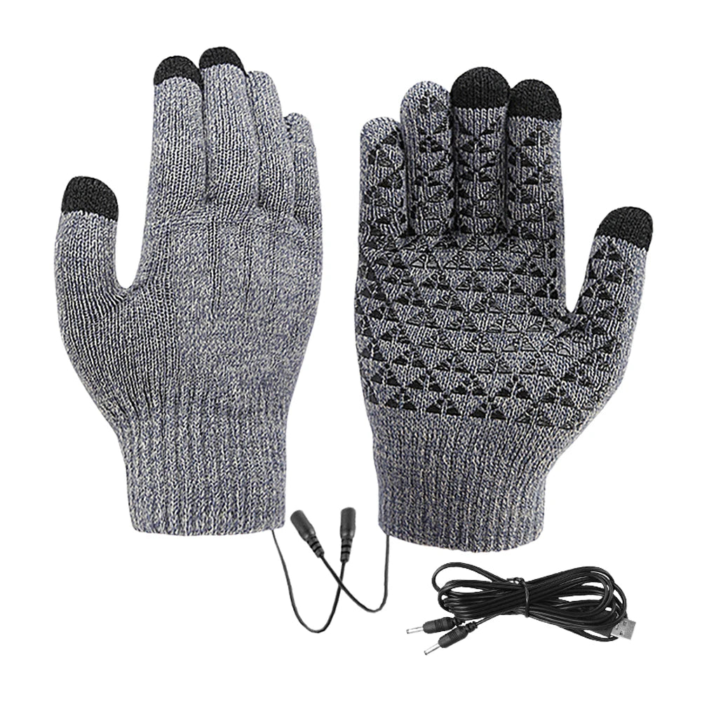 Showlu Smart General USB heated winter gloves with touchscreen capability, thermal cycling gloves for cold weather outdoor activities.