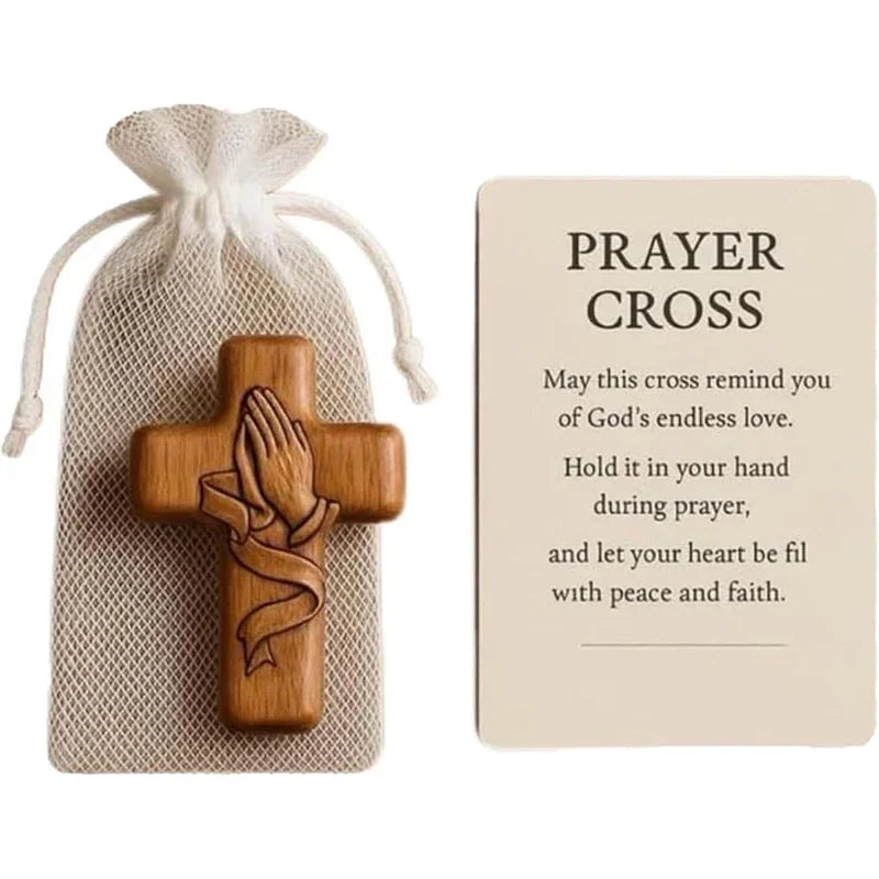 Portable wooden prayer cross from Showlu Fashion Store, featuring a peaceful design ideal for inspiring faith and gifting to friends.