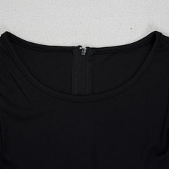Elegant Round-Neck Button-Decorated Pleated Dress Irregular Slit Hem Commuting Dress 2025 Style for Women