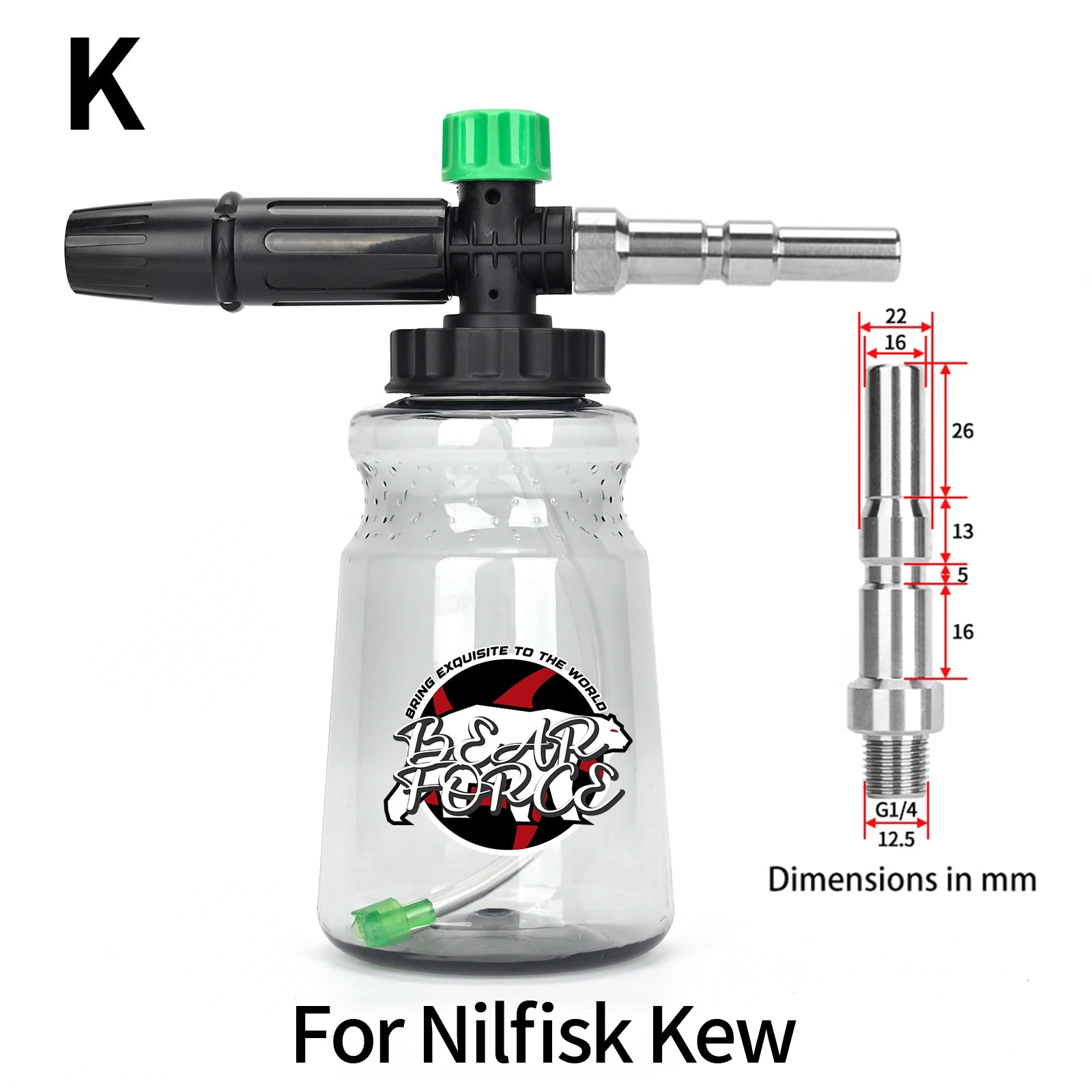Showlu Smart General pressure washer foam cannon gun attached to a hose, ready for cleaning with thick foam spray.