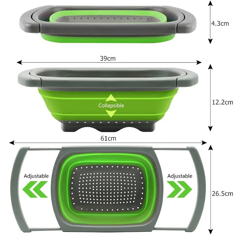 Showlu Smart General expandable kitchen sink strainer basket with mesh design and adjustable sides for easy fitting and debris collection.