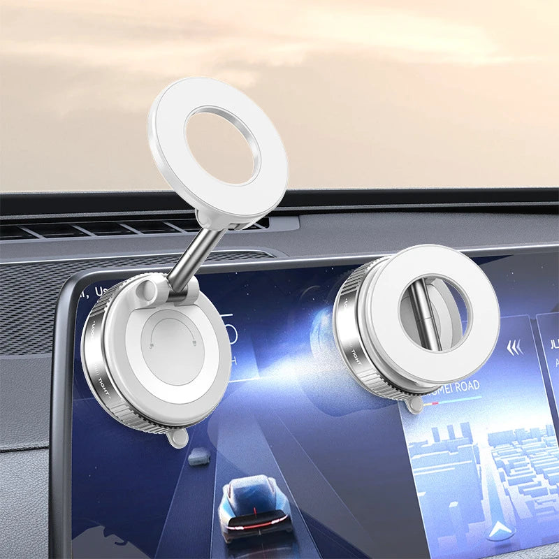 Showlu Smart General car phone holder with 360-degree rotation, securely holding a smartphone in a vehicle dashboard mount.