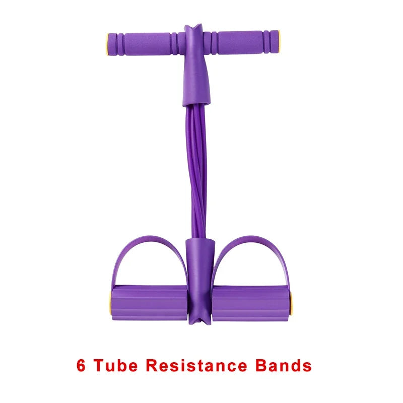 4/6-Tube Tensioner Multi-Functional Household Fitness Yoga Abdominal Strengthening Elastic Band Tension Rope Sit-Up Assistive