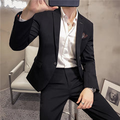 British Style Business Fashion Casual Suit Two-piece (jacket+pants) 2023 Spring New Men's Wedding Dress Large Size 6XL 7XL