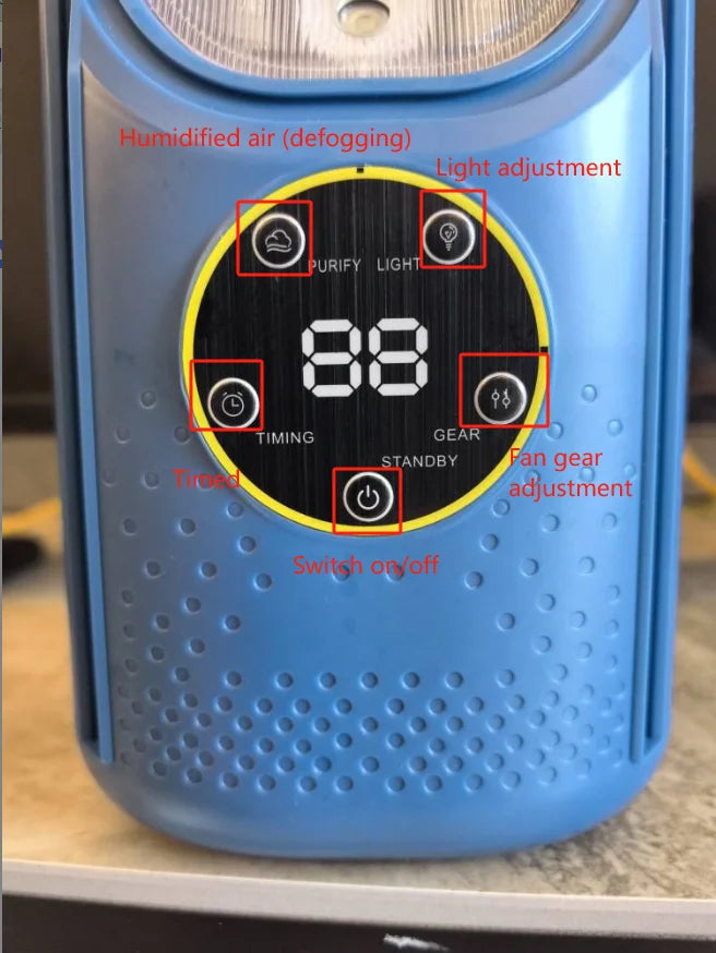 Showlu Smart General Donirt USB bladeless air cooler fan on a desk, compact and modern design for personal cooling.