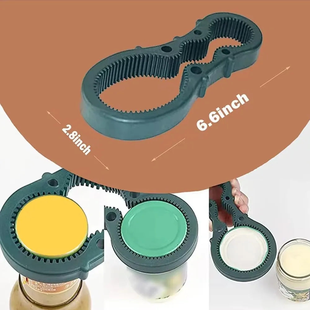 Showlu Fashion Store electric can opener with one-touch design, ideal for elderly and arthritis-friendly kitchen gadget in use.