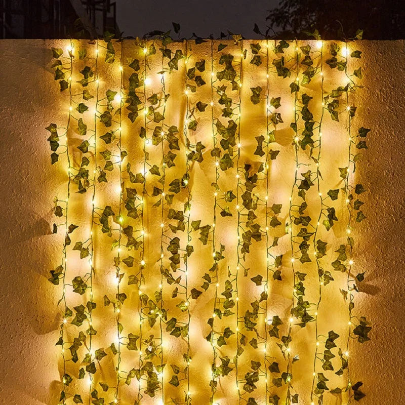 Showlu Fashion Store solar fairy lights with waterproof maple leaf garland, ideal for outdoor garden, wedding, or Christmas decoration.