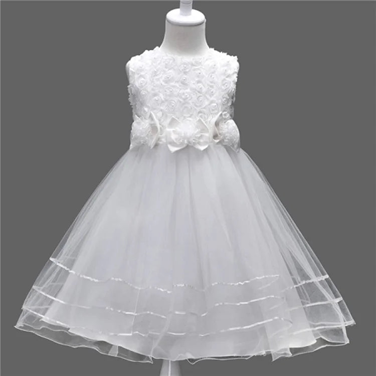 Girls princess style dress for ages 1-9, featuring a mesh skirt, puffy design, sleeveless vest, suitable for weddings and parties.