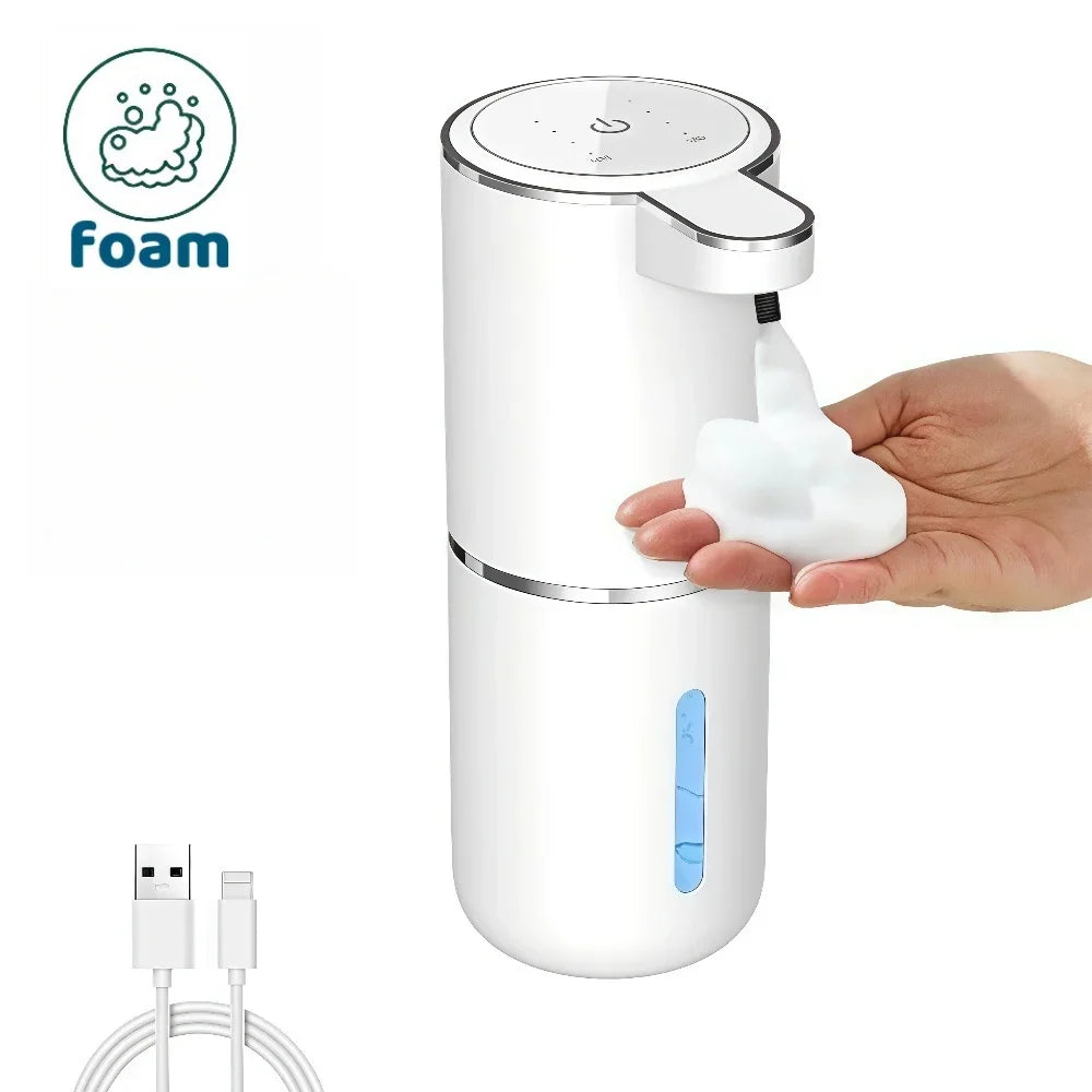 Fununcle automatic foam soap dispenser with touchless operation, USB rechargeable, made of durable ABS plastic.
