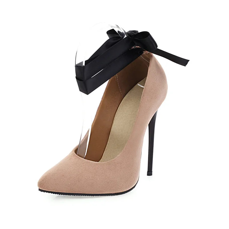 KNCOKAR women's pointed toe pumps with 12cm high heels, stylish party shoes in black with sleek design.