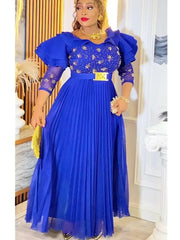 2025 Plus Size African Party Dresses for Women New Fashion Dashiki Ankara Wedding Evening Gown Elegant Muslim Maxi Dress