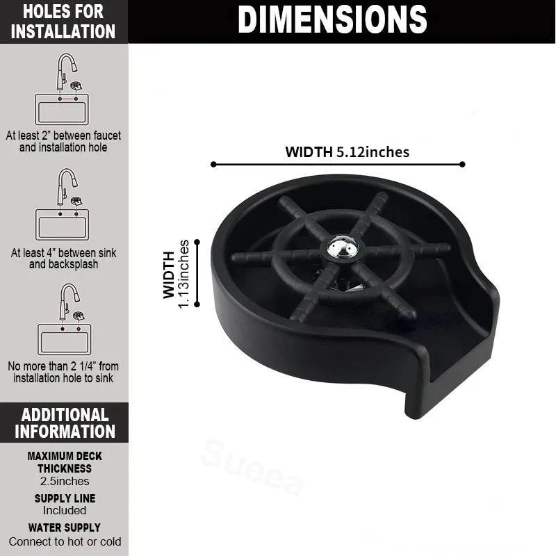 PDQ automatic glass cup washer from SHOWLU FASHION STORE, high-pressure brass sink rinser for efficient glass cleaning.