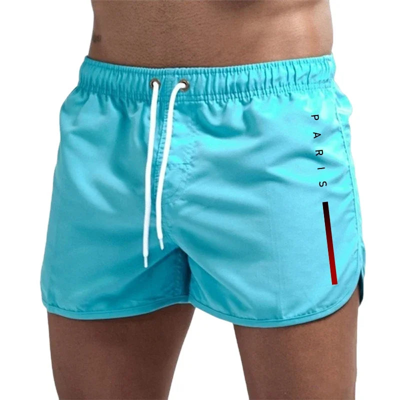 Men's summer board shorts by Showlu Fashion Store, casual sporty beach shorts for swimming, surfing, running, and fitness.