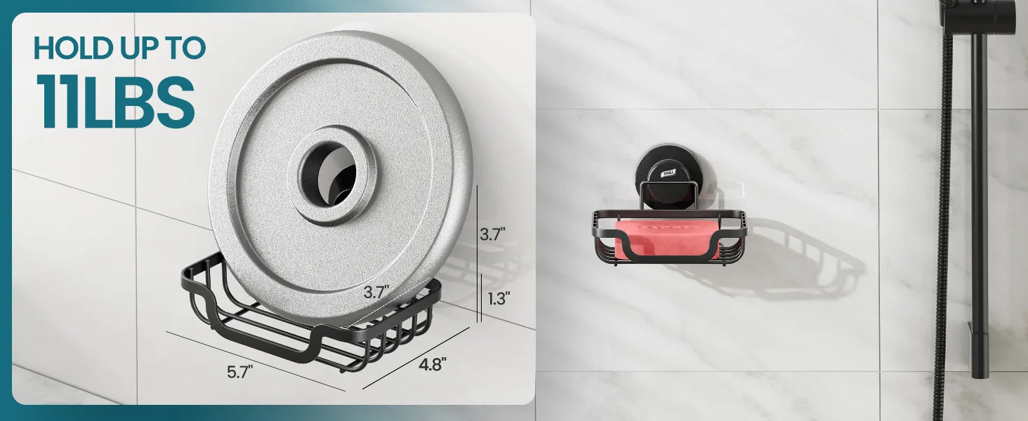 Wall mounted soap holder with drain by Showlu Smart General, featuring a sleek design for bathroom organization and convenience.
