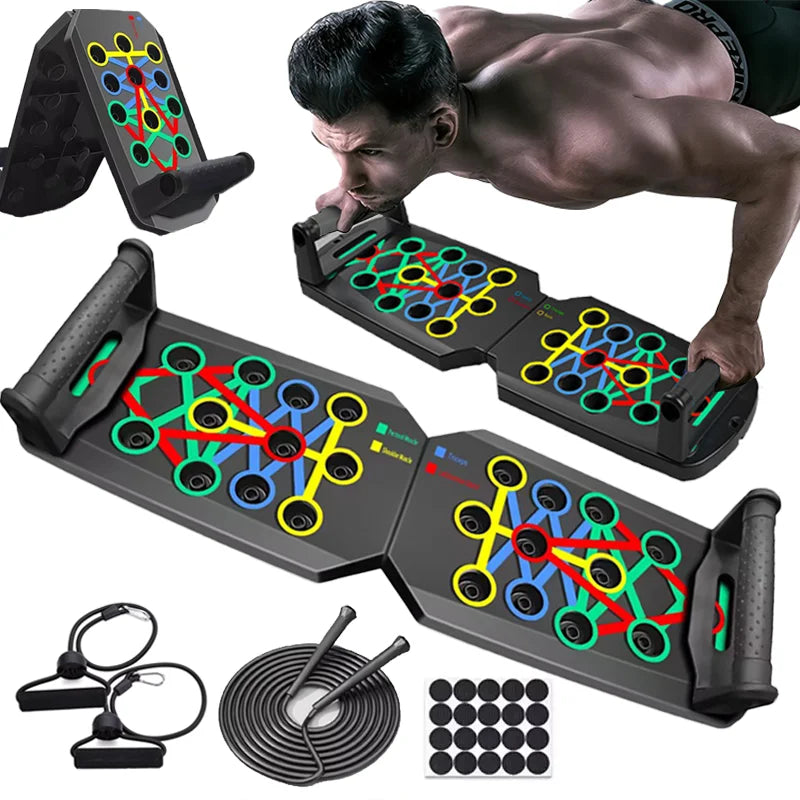 Showlu portable foldable push-up board set for strength training, with multiple grip positions and compact design for easy use