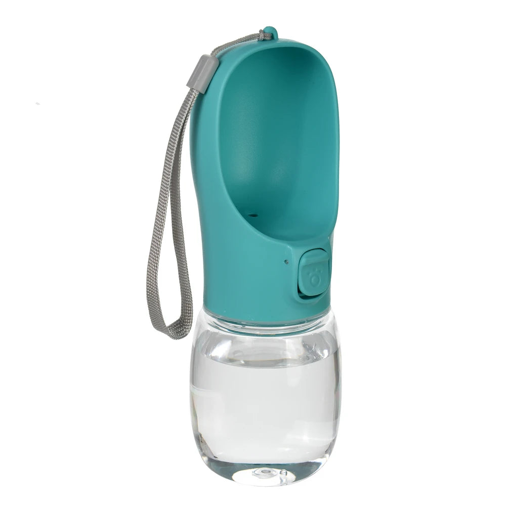 Showlu portable leakproof dog water bottle with attached bowl for large and small pets, ideal for outdoor walks and travel.