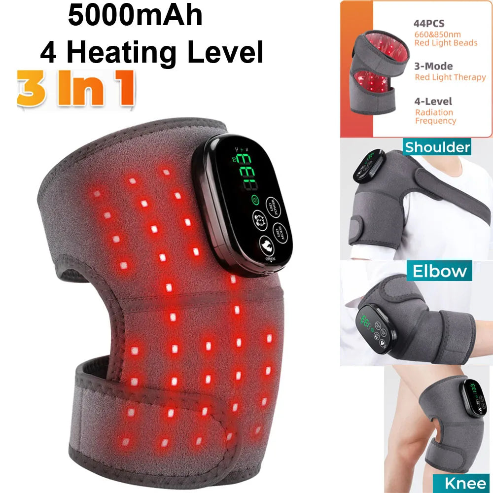 Showlu Fashion 3-in-1 red light knee and shoulder massager with heating, support brace, and rechargeable pad for muscle relaxation