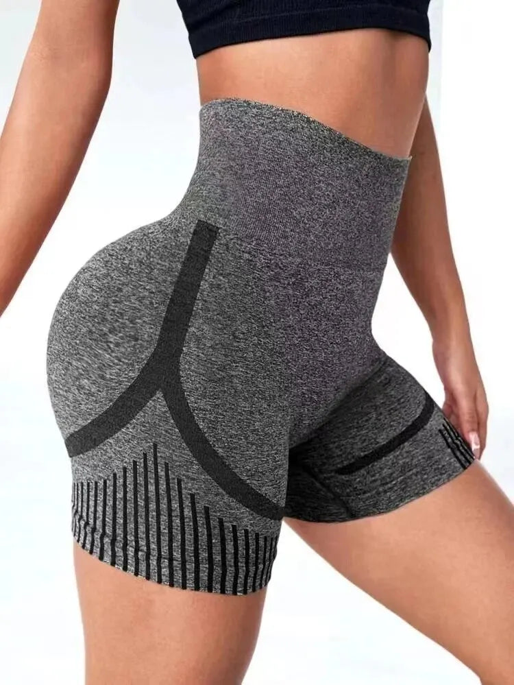 Women’s high waist yoga shorts by Showlu Fashion, fitness workout shorts with a lift butt design for gym, running, and active wear.