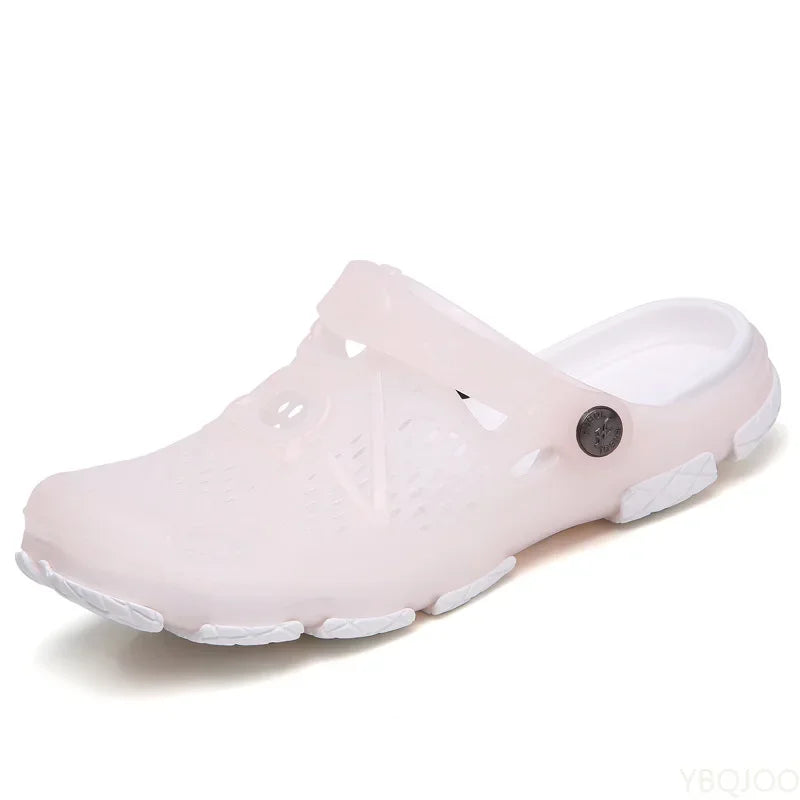 Showlu Women's casual jelly sandals with flat soles, water-friendly design, perfect for outdoor beach and water activities.